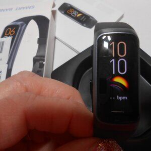 AMOLED FITNESS TRACKER WATCH UNISEX BLK BLUETOOTH ANDROID 4.4+ IOS 9.0+ NIB 🌟